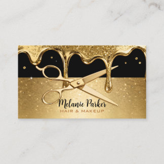 Zwart & Goud Glitter Drip Scharen Visitekaartje