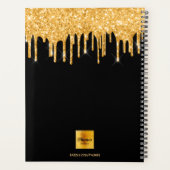 Zwart goud glitter druppels monogram planner (Achterkant)