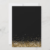 Zwart & Goud Glitter Dubbele Afstudeerfoto Geslaag Kaart (Achterkant)