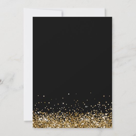 Zwart & Goud Glitter Dubbele Afstudeerfoto Geslaag Kaart (Achterkant)