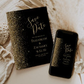 Zwart Goud Glitter Edge Sla de datum op Aankondiging