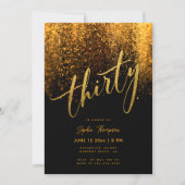 Zwart Goud Glitter Elegant Modern 30e Verjaardag Kaart (Voorkant)