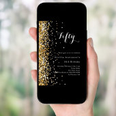 Zwart goud glitter elegante verjaardag kaart