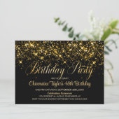 Zwart Goud Glitter Elke leeftijd Verjaardagsfeest Kaart (Staand voorkant)