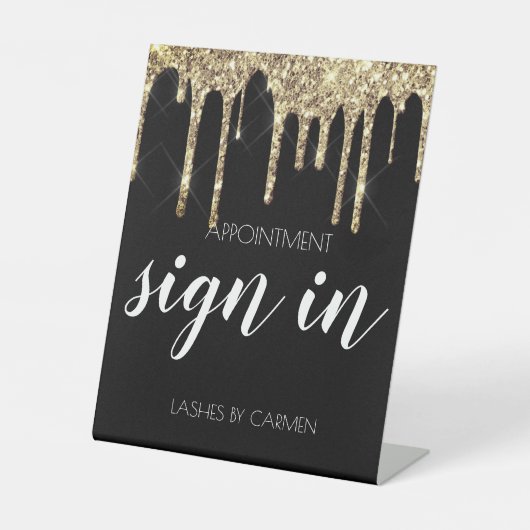 Zwart goud glitter flash afspraak Teken Reclamebord Met Voetstuk (Voorkant)