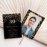 Zwart & Goud Glitter Foto Dertig 30e Verjaardag Kaart<br><div class="desc">Zwart & Goud Glitter Foto Dertig 30e Verjaardag Uitnodiging</div>