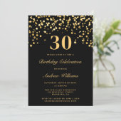 Zwart & Goud Glitter Foto Dertig 30e Verjaardag Kaart (Staand voorkant)