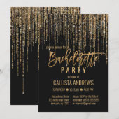 Zwart Goud Glitter Fringe Gordijn Bachelorette Kaart (Voorkant / Achterkant)