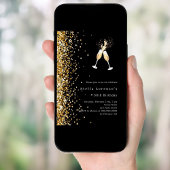 Zwart goud glitter gejuich verjaardag kaart