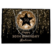 Zwart Goud Glitter Gelukkige 30e Verjaardag Groot Cadeauzakje (Achterkant)