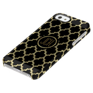 Zwart & goud & glitter Geometrische Quatrefoil 2 Permafrost iPhone SE/5/5s Hoesje