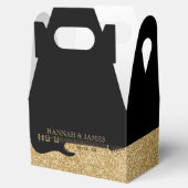 Zwart & Goud Glitter Gitaar Bruiloft Bedankdoosjes (Geopend)