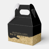 Zwart & Goud Glitter Gitaar Bruiloft Bedankdoosjes (Voorkant Zijde)