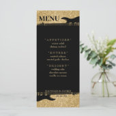 Zwart & Goud Glitter Gitaar Bruiloft Receptie Menu (Staand voorkant)