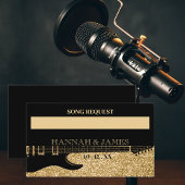 Zwart & Goud Glitter Gitaar Trouwlied Aanvraag Informatiekaartje