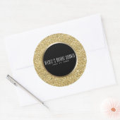 Zwart & Goud Glitter Glam Elegant Wedding Favoriet Ronde Sticker (Envelop)