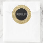 Zwart & Goud Glitter Glam Elegant Wedding Favoriet Ronde Sticker (Tas)