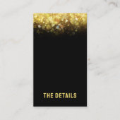 Zwart Goud Glitter Glam Moderne Bruiloft Informatiekaartje (Voorkant)