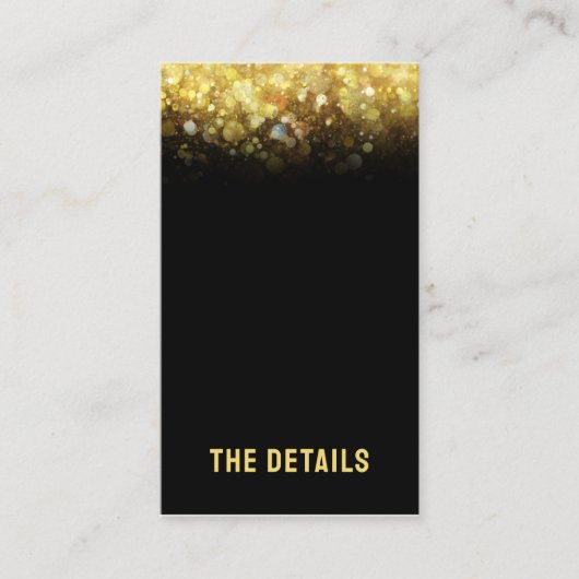 Zwart Goud Glitter Glam Moderne Bruiloft Informatiekaartje (Voorkant)