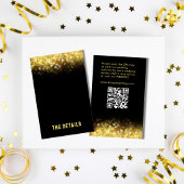 Zwart Goud Glitter Glam Moderne Bruiloft Informatiekaartje