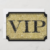 Zwart & Goud Glitter Glam VIP-feest evenemententic Kaart (Voorkant)