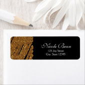 Zwart & Goud Glitter Glamour Chic Adreslabels Etiket (Insitu)