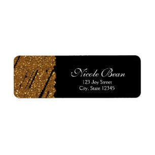 Zwart & Goud Glitter Glamour Chic Adreslabels Etiket
