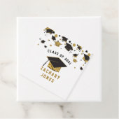 Zwart & Goud Glitter Graduation Cap Klasse van 202 Bedankjes Labels (In situ)