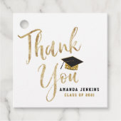 Zwart & Goud Glitter Graduation Cap Klasse van 202 Bedankjes Labels (Voorkant)