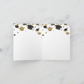Zwart & Goud Glitter Graduation Cap Klasse van 202 Bedankkaart (Binnen)