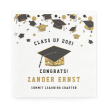 Zwart & Goud Glitter Graduation Cap Klasse van 202