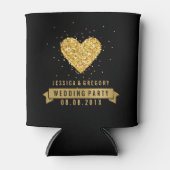 Zwart & Goud Glitter Hart Illustratie Blikjeskoeler (Voorkant)