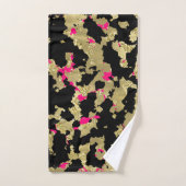 Zwart Goud Glitter Heet Roze Abstract Afbladderend Bad Handdoek (Handdoek)