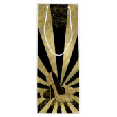 Zwart Goud Glitter Hoge Hak Schoenen Wijn Cadeautas (Achterkant)