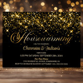Zwart Goud Glitter Housewarming Party Kaart