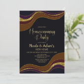Zwart Goud Glitter Housewarming Party Kaart (Staand voorkant)