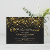 Zwart Goud Glitter Housewarming Party Kaart (Staand voorkant)