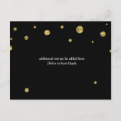 Zwart & Goud Glitter Huwelijksreceptiekaart Informatiekaartje (Achterkant)