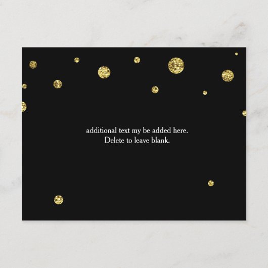 Zwart & Goud Glitter Huwelijksreceptiekaart Informatiekaartje (Achterkant)