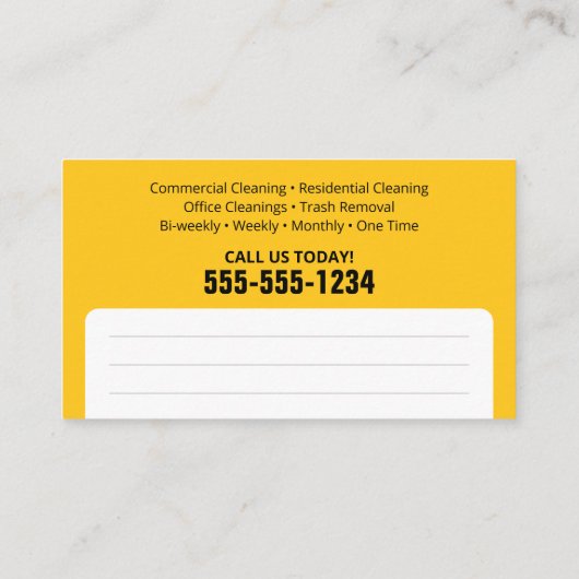 Zwart Goud Glitter Janitorial Maid House Schoonmaa Visitekaartje (Achterkant)
