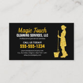 Zwart Goud Glitter Janitorial Maid House Schoonmaa Visitekaartje (Voorkant)