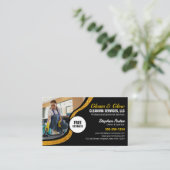 Zwart Goud Glitter Janitorial Schoonmaak Service Visitekaartje (Staand voorkant)