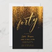 Zwart Goud Glitter Kalligrafie Elegant 40 Verjaard Kaart (Voorkant)