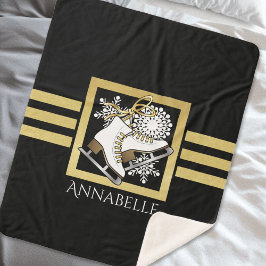 Zwart Goud Glitter Kunstschaatsen / Schaatsen Sherpa Deken