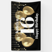Zwart Goud Glitter Lief 16 Verjaardagsballonnen Ve Spandoek (Verticaal)
