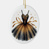 ZWART & GOUD GLITTER LOOK BALLET TUTU KERAMISCH ORNAMENT (Rechts)