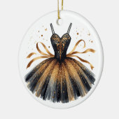 ZWART & GOUD GLITTER LOOK BALLET TUTU KERAMISCH ORNAMENT (Links)