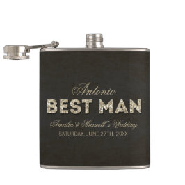 Zwart & Goud Glitter Look Best Man Flask Heupfles