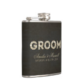 Zwart & Goud Glitter Look Groom Flask Heupfles (Rechts)