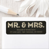 Zwart & Goud Glitter Look Mr & Mrs Labels (Insitu)